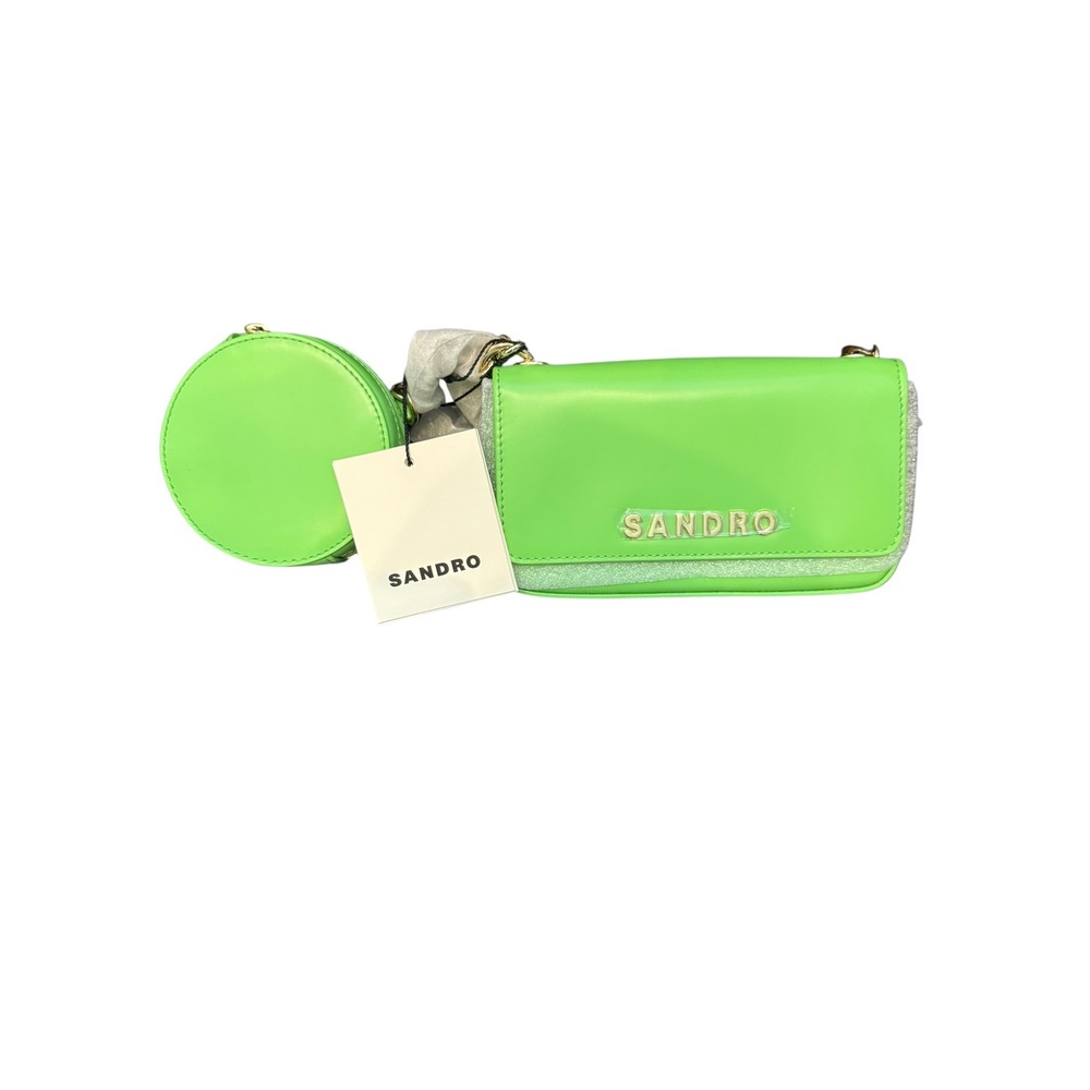 Sandro Green Leather Crossbody Bag with Gold Hardware - Picture 2 of 5